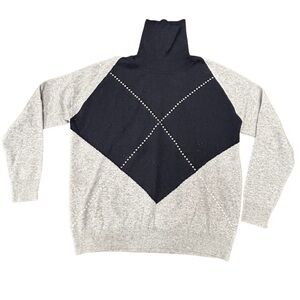 Peserico Made in Italy Gray & Black Turtleneck Sweater L/XL